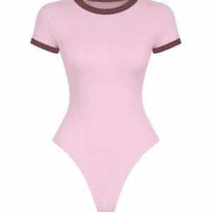 body rosa con borde café